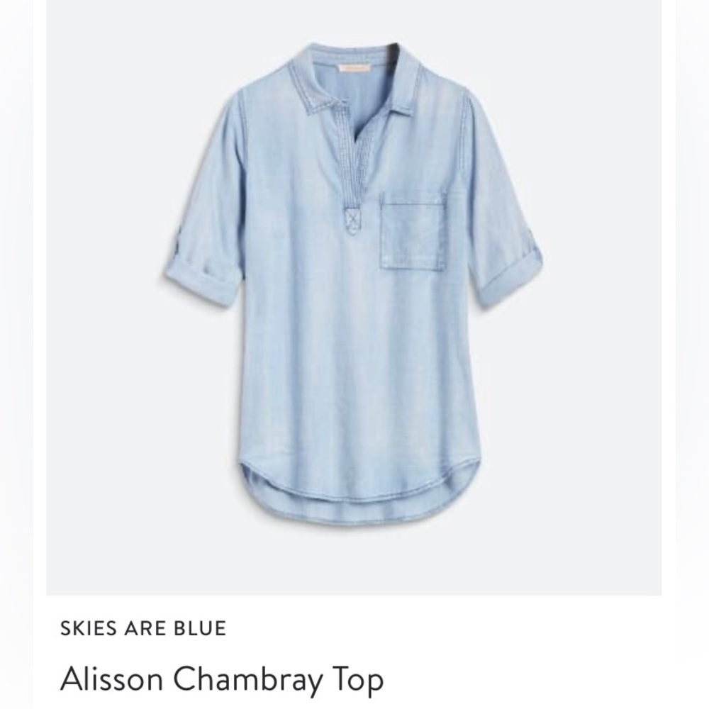 SKIES ARE BLUE Alisson Chambray Top